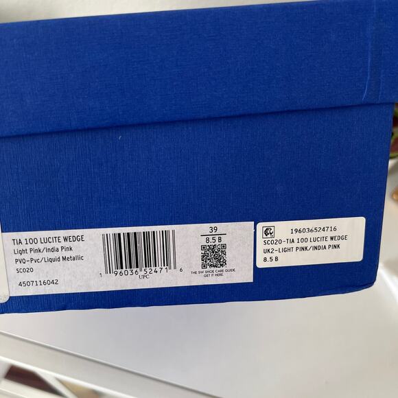 Stuart Weitzman Pink Tia 100 Lucite Wedges - Picture 9 of 9